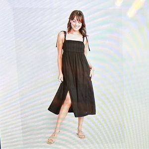 Old navy Tie-Shoulder Dobby Midi Babydoll Swing Dress